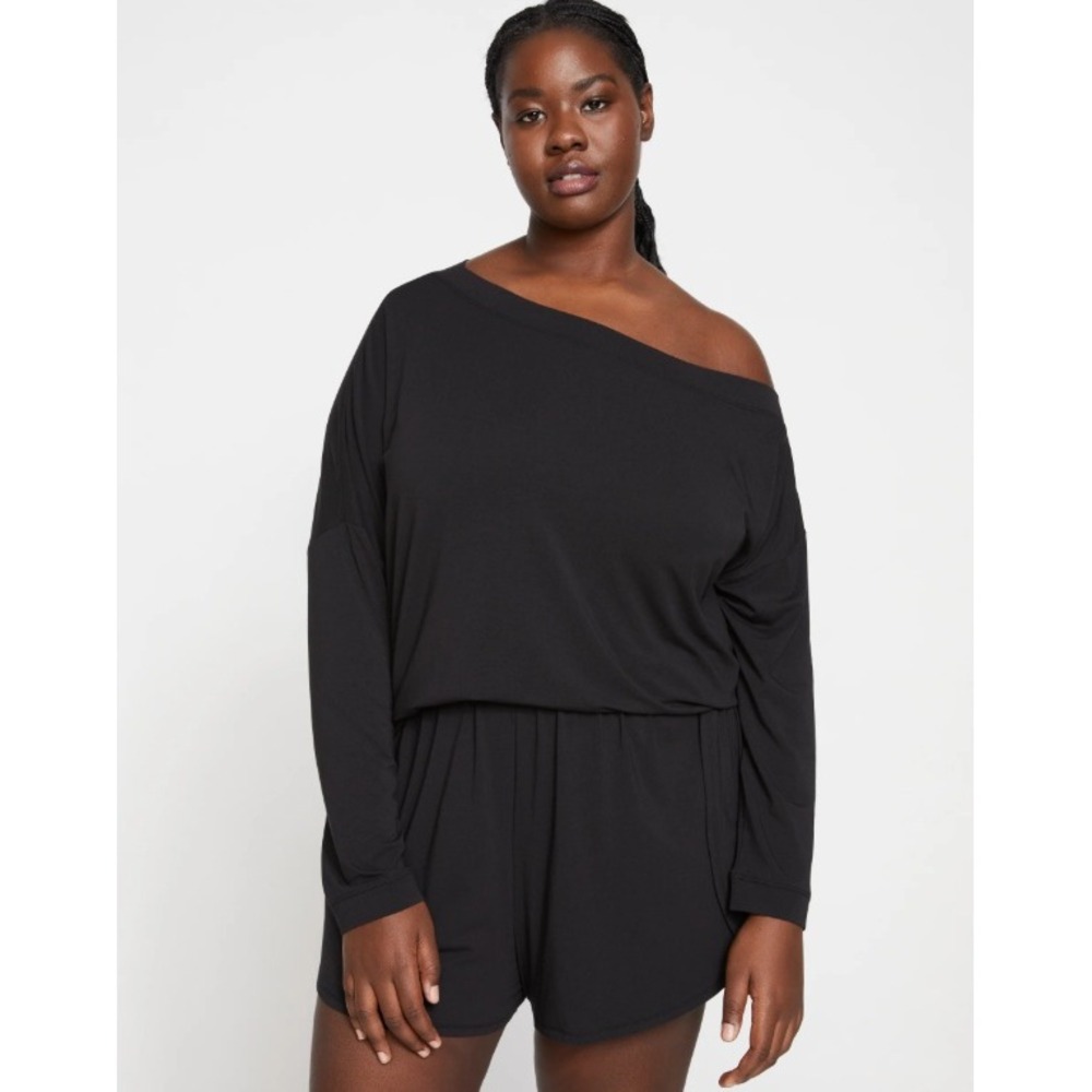 Universal Standard Dolci Top Black Off Shoulder Pima Cotton Modal Women's Size 0